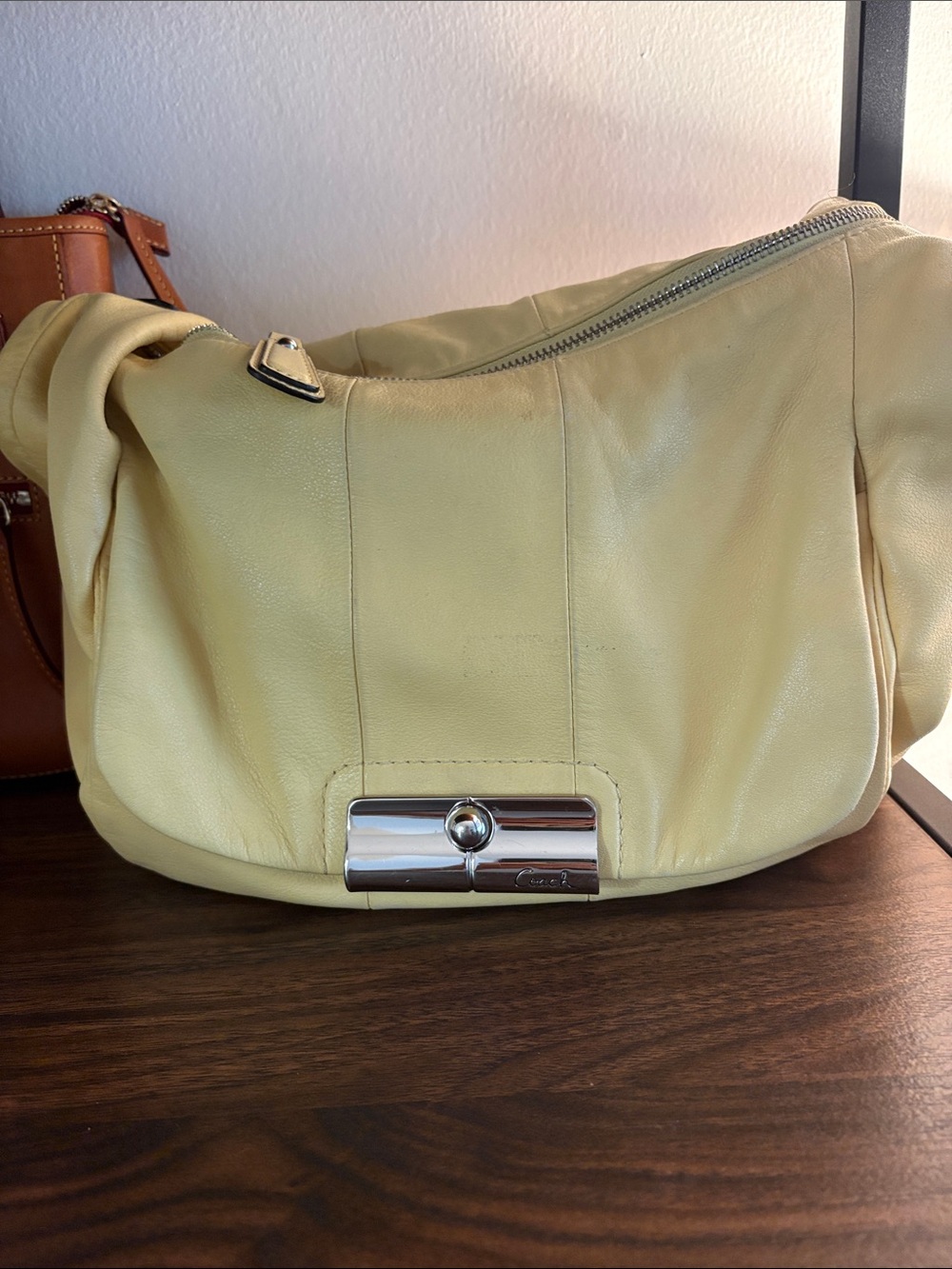 Coach Kristian Yellow Leather Hobo Bag